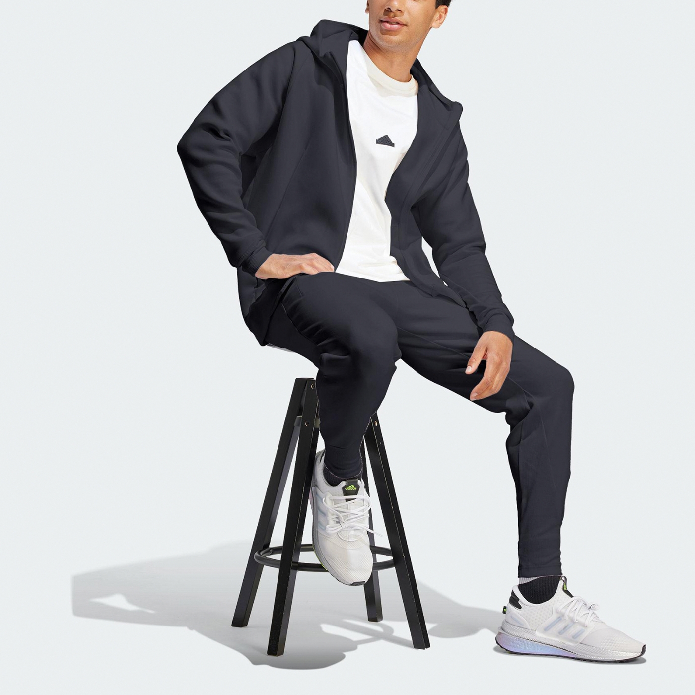 adidas 外套ZNE Premium Full-Zip 男款黑吸汗寬版連帽外套運動愛迪達 