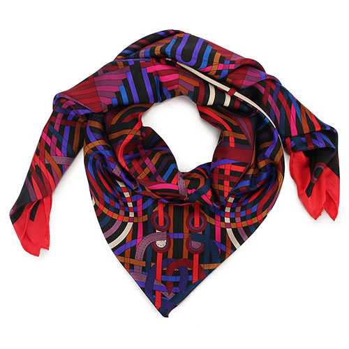 HERMESLa Fabrique Des 幾何圖騰真絲披肩方型大絲巾圍巾-多色