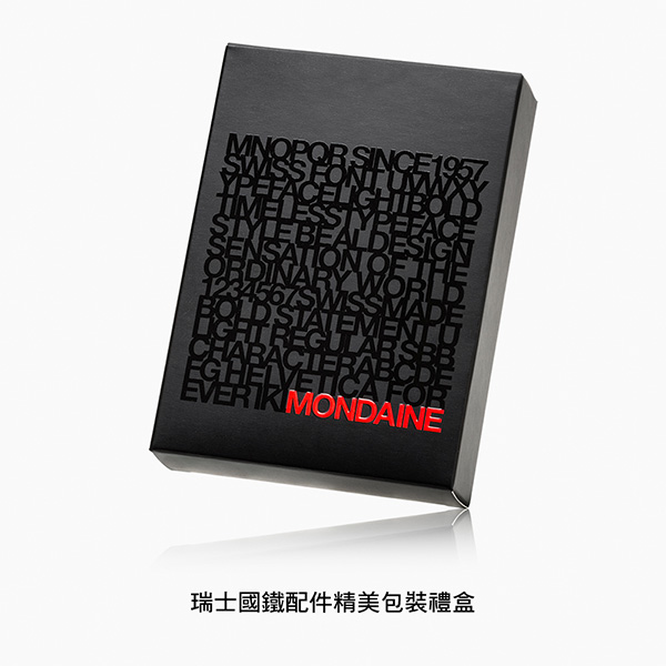 MONDAINE 瑞士國鐵牛皮4卡拉鏈安全釦證件套–紅