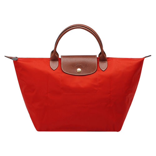 LONGCHAMP 經典 Le Pliage系列摺疊短把尼龍水餃包(中-磚紅色)