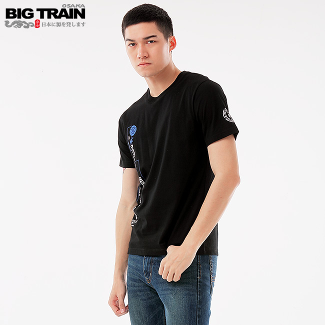 BigTrain翻轉潮流主題圓領T男款-男-黑色