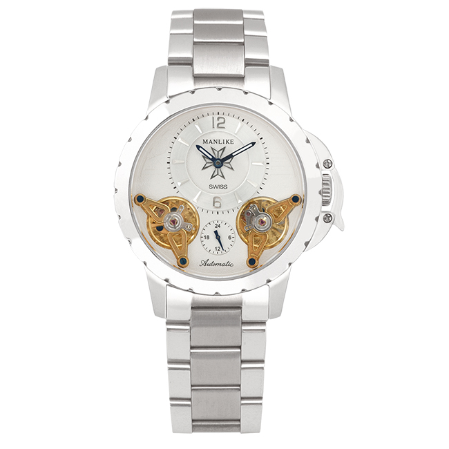 Manlike 曼莉萊克 噴射雙渦輪限量機械錶【銀色/鋼帶/白面】