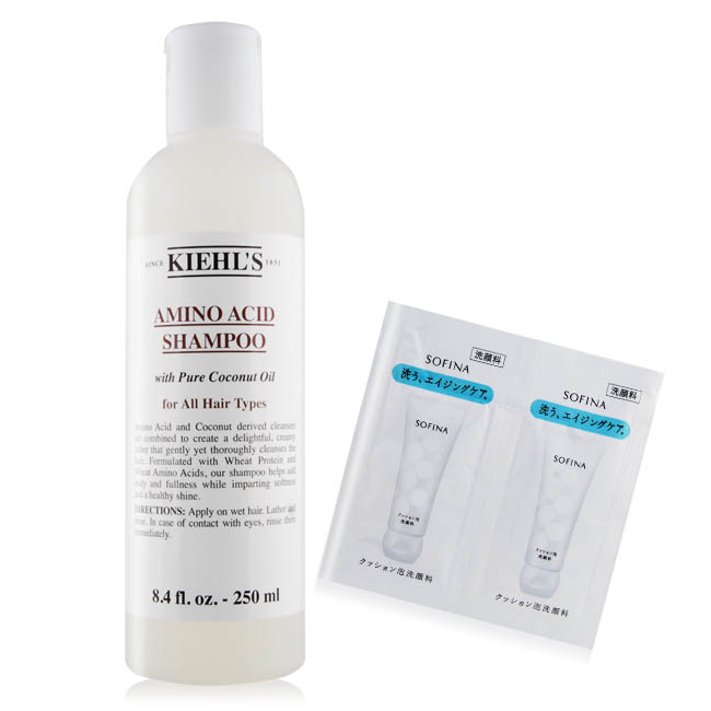 KIEHLS 契爾氏 氨基酸洗髮精250ml+專櫃清潔卸妝試用包(隨機出貨)X1