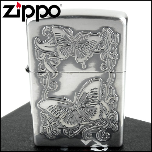 ZIPPO 日系~蝴蝶圖案-深蝕刻貼片兩面加工打火機