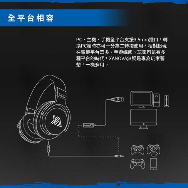 【XANOVA星極】Juturna 輕量 7.1立體聲道監聽級電競耳機