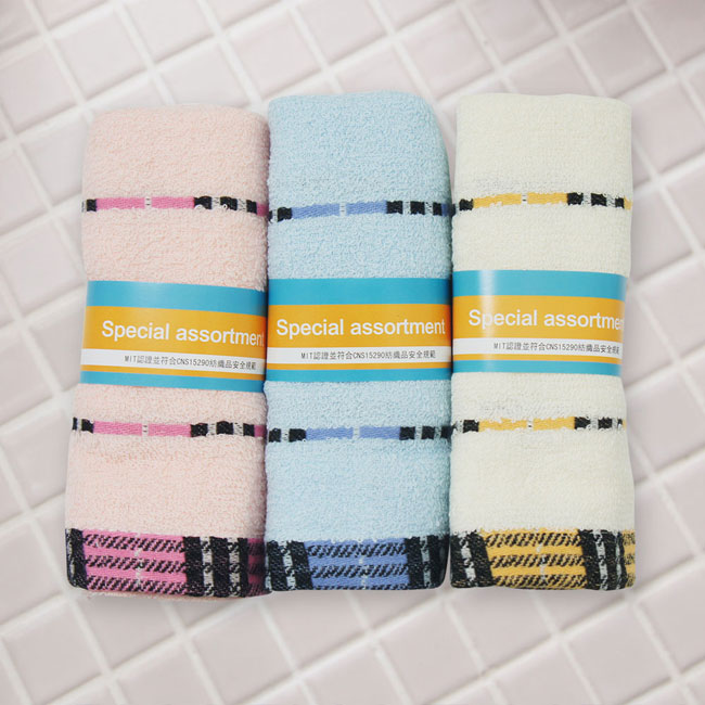 MIT純棉色彩格紋易擰乾毛巾(3入組)