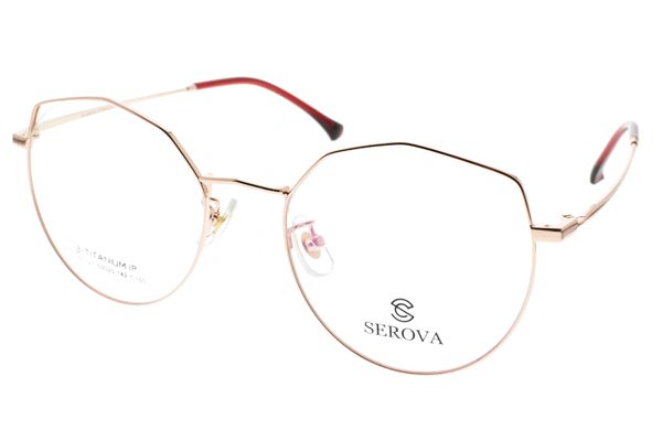 SEROVA眼鏡 β鈦材質 古典造型款/玫瑰金-紅 #SC121 C105