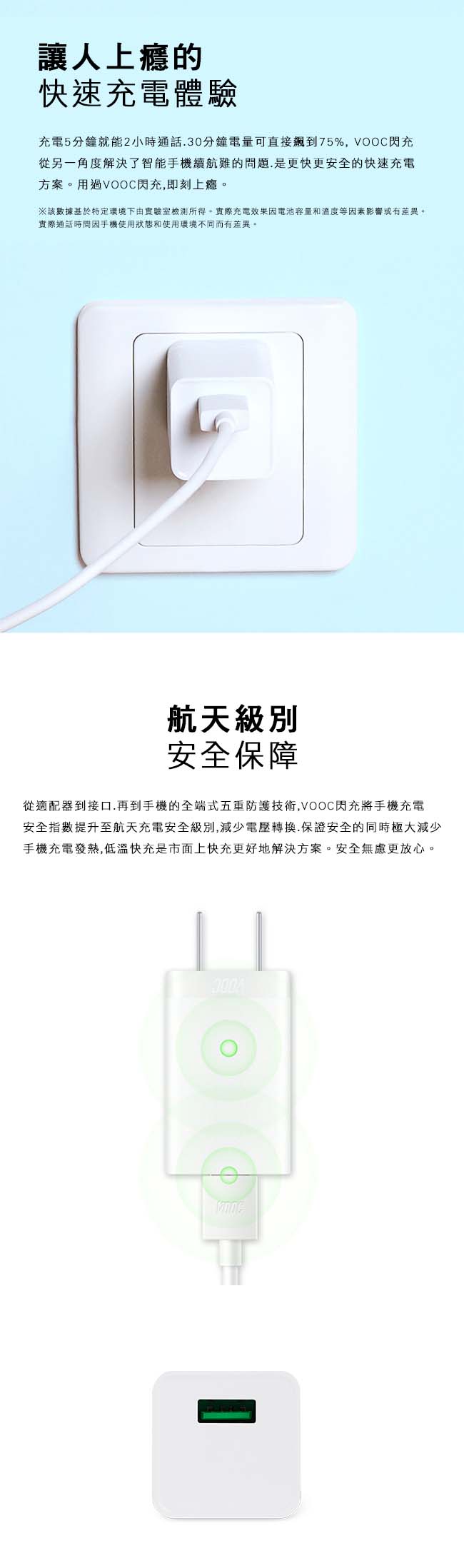 OPPO VOOC mini 原廠閃充電源適配器AK775+USB閃充充電線