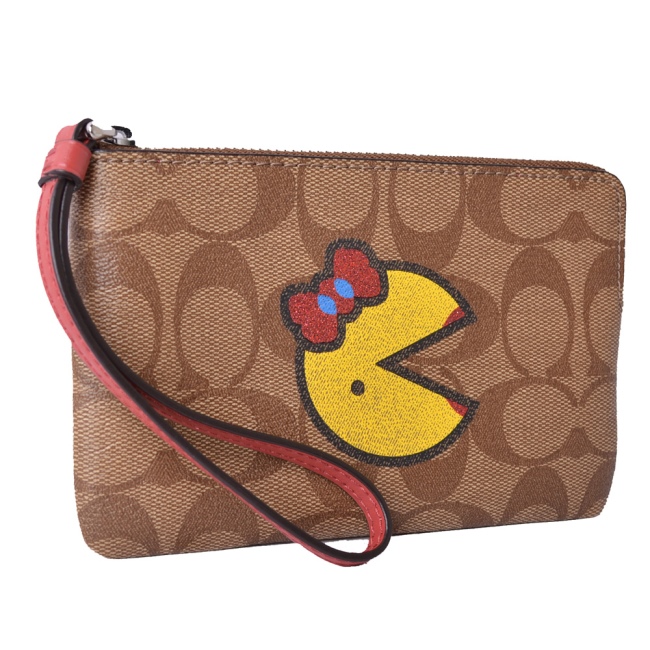 COACH 聯名款小精靈防刮皮革拉鍊小手拿包-精靈x緹花