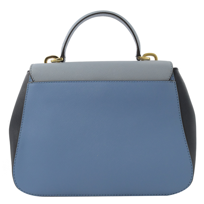 MICHAEL KORS BRIDGETTE 金屬壓釦拼色翻蓋兩用斜背包(藍)