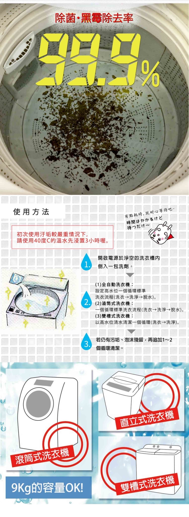 日本LEC 激落洗衣槽專用去黑霉清潔劑80g/包