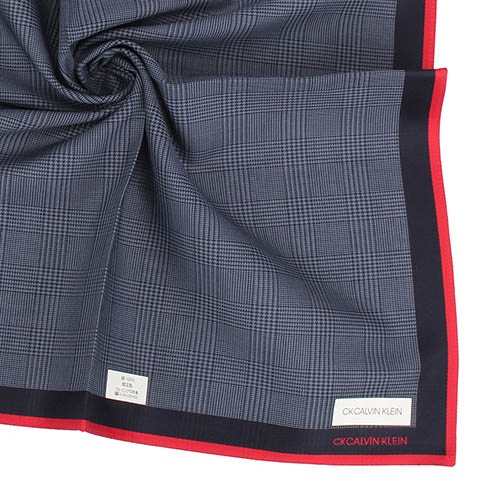 Calvin Klein 千鳥格紋純綿帕巾-藍紅色