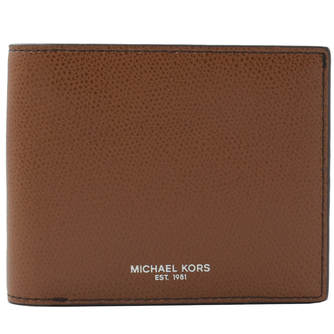 MICHAEL KORS RUSSEL牛皮對開附活動卡短夾(咖)