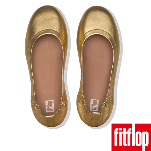 FitFlop ALLEGRO LEATHER BALLERINAS-黃金色