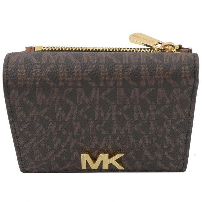 MICHAEL KORS MONTGOMERY MK字PVC釦式零錢短夾(深咖)