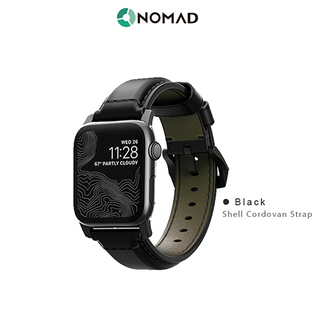 美國NOMADxHORWEEN Apple Watch 42/44 奢華黑馬革錶帶-經典黑