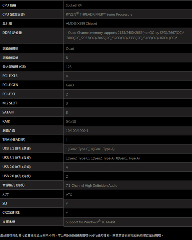 MSI微星 X399 GAMING PRO CARBON AC 主機板