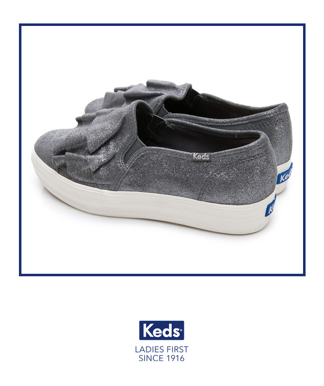 Keds TRIPLE RUFFLE 麂皮荷葉休閒鞋-深灰