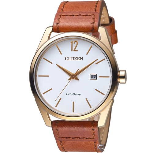 CITIZEN 星辰極簡時尚光動能腕錶(BM7418-17A)玫瑰金色42mm