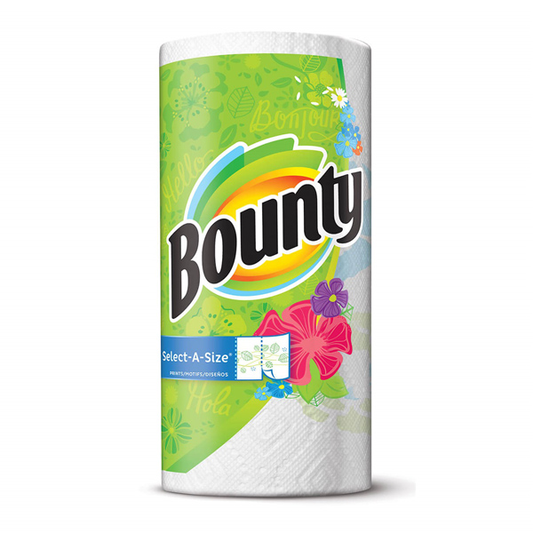 美國Bounty 彩色印花廚房紙巾-隨意撕(131張)/捲