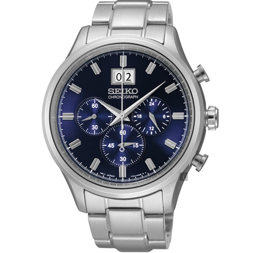 SEIKO 精工CS紳仕典雅大日期視窗男仕腕錶/藍/42mm/7T04-0AE0L/SPC
