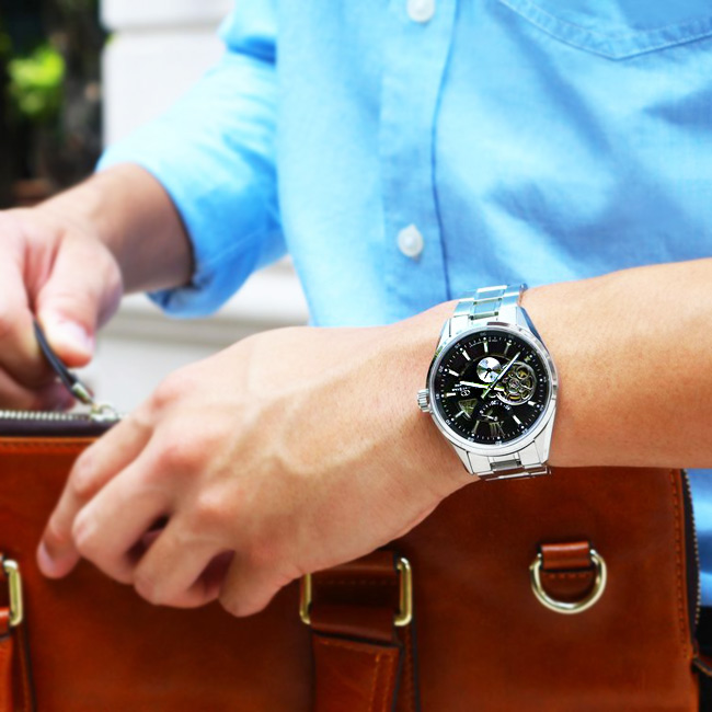 ORIENT東方STAR東方之星OPEN HEART機械錶手錶-黑x銀/41mm