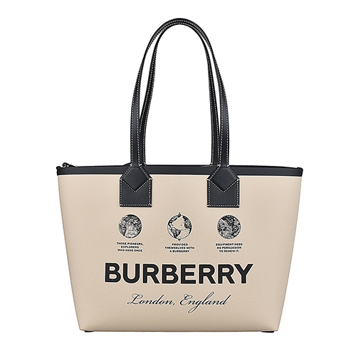 BURBERRY LONDON 字母LOGO圓形地球設計棉質滾邊小牛皮肩