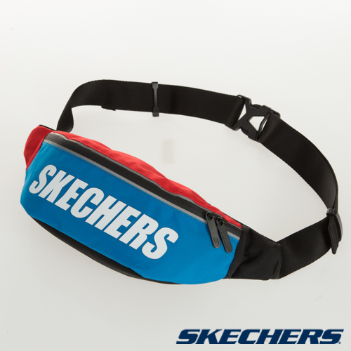 SKECHERS 印字腰包 藍 - SMBUS19D006-BLUE