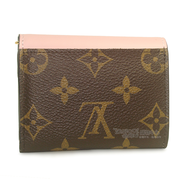 LV M62933 ZOE Monogram 經典花紋三折零錢小短夾(粉紅色)