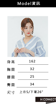 H:CONNECT 韓國品牌 女裝-率性條紋短袖襯衫-藍
