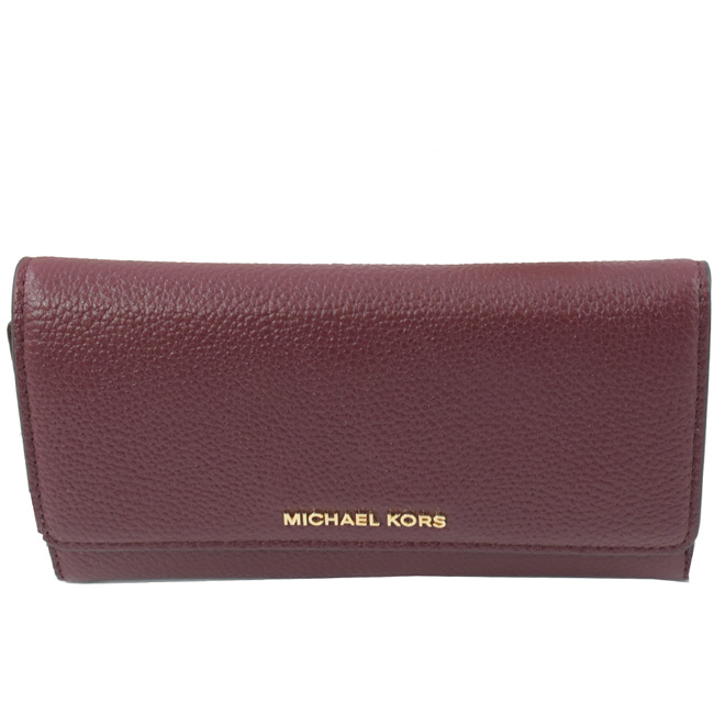 MICHAEL KORS MONEY PIECES金屬LOGO三折式小長夾(紫紅)