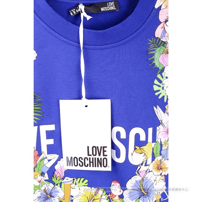 LOVE MOSCHINO 花朵印花寶藍色棉質運動衫