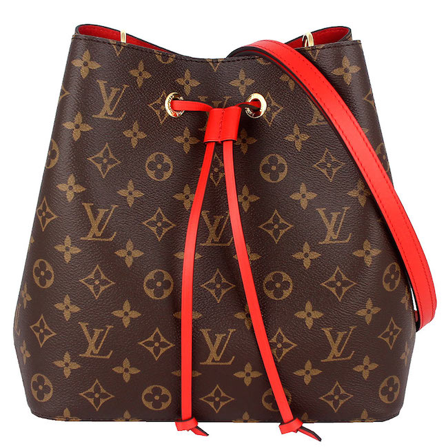 LV M44021 Monogram 經典LV花紋紅色伸縮背帶水桶包