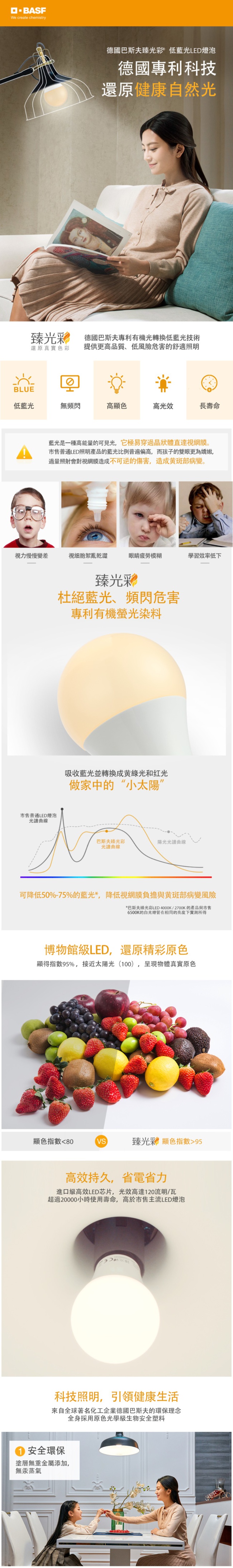 德國巴斯夫 臻光彩LED燈泡 10W 小橘護眼 燈泡色4入組