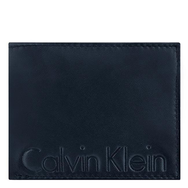 Calvin Klein 星夜藍色真皮八卡短夾