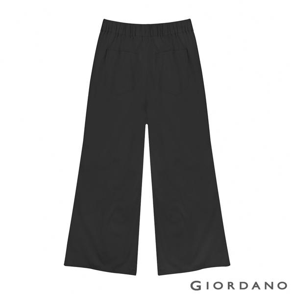 GIORDANO 女裝素色鬆緊腰八分寬褲-09 標誌黑