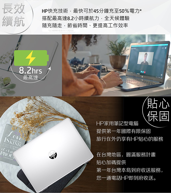 HP Laptop 14吋筆電-銀(i5-8265U/AMD 520/4G/1TB/W10