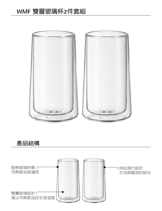 WMF 雙層玻璃杯2件套組