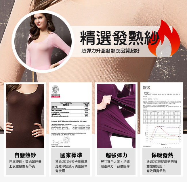 EROSBODY 女日本機能纖維針織衛生衣保暖發熱衣 膚色