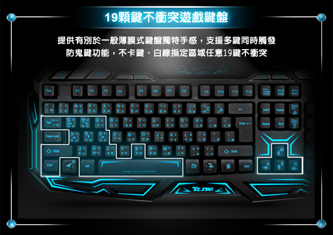 【福利品】TCSTAR 電競鍵盤 TCK802BU