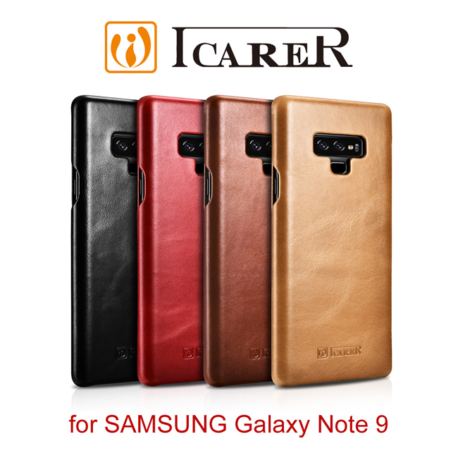 ICARER 復古曲風 Samsung Note 9 (6.4吋)手工真皮皮套