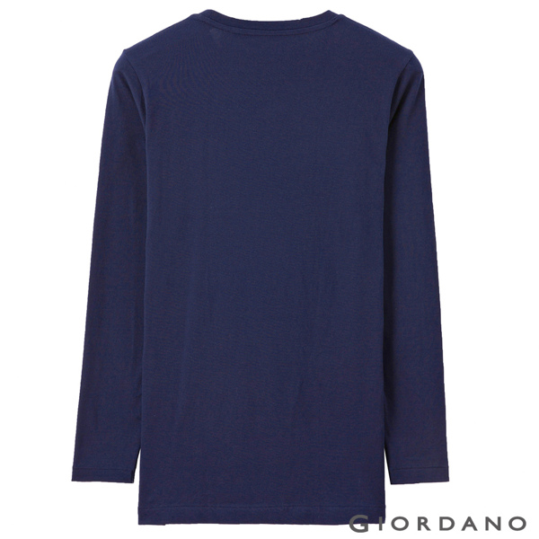 GIORDANO 男裝Beau-warmer plus+彈力V領極暖衣-61 藍色