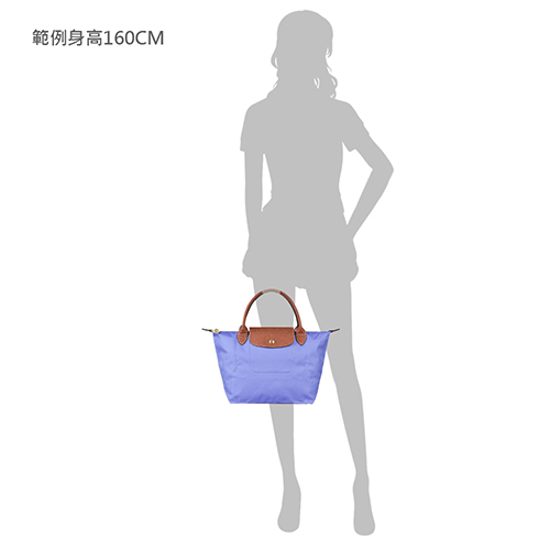 LONGCHAMP LE PLIAGE壓印LOGO短提把尼龍摺疊拉鍊手提包(小/薰衣草紫)