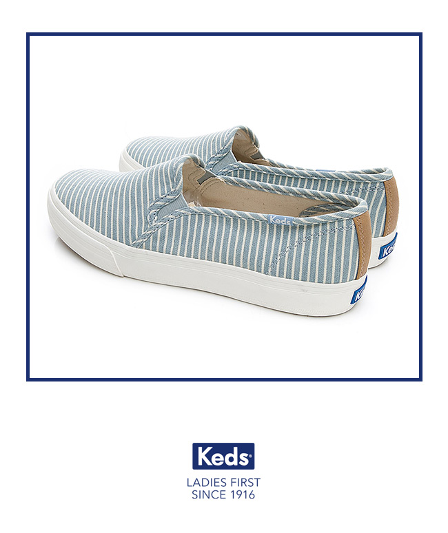 Keds DOUBLE DECKER 海洋風條紋休閒便鞋-藍