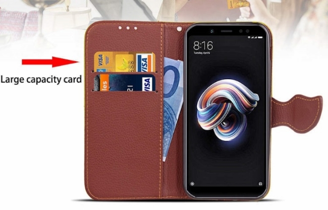 PKG 小米A2側翻式皮套-精選皮套系列-葉子磁扣款-黑