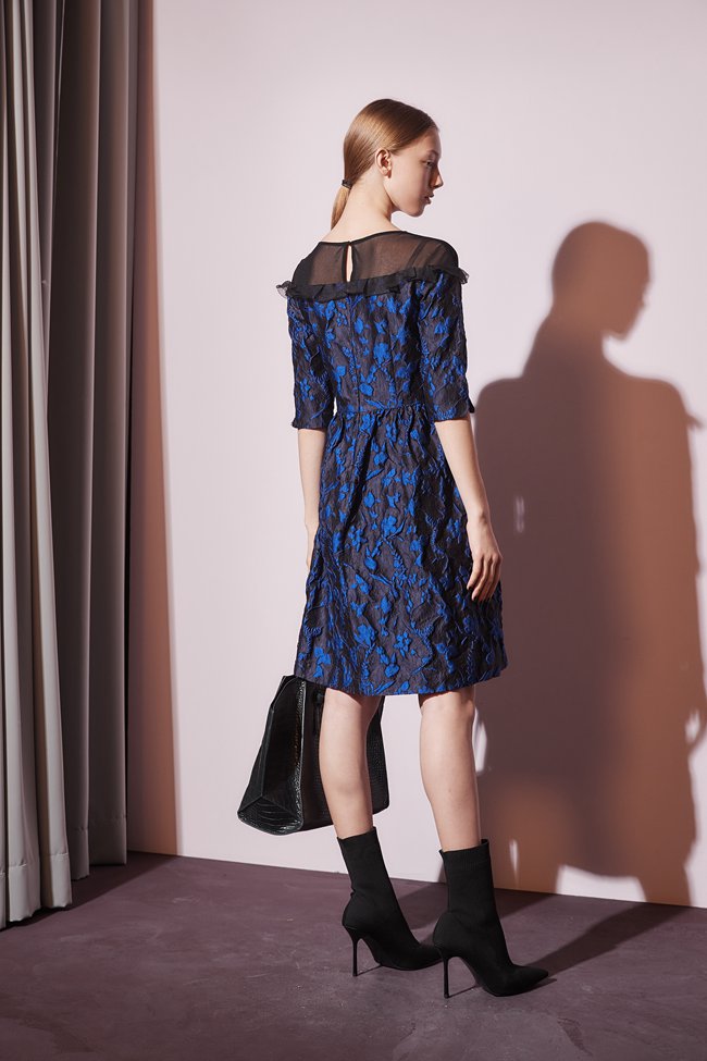 Haute Couture 高定系 馬甲式3D立體提花拼接造型禮服洋裝-藏藍