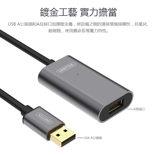 UNITEK 優越者USB2.0信號放大延長線(20M)