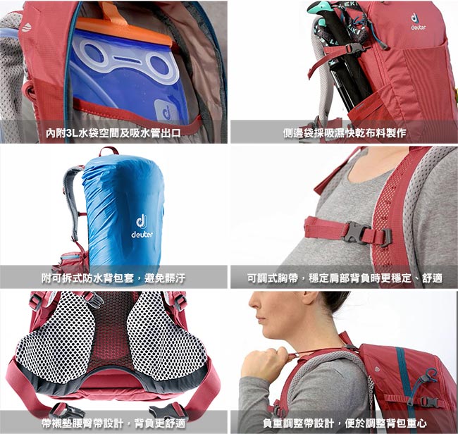 【德國DEUTER】 FUTURA 28L透氣網架背包(3400518莓紅/紫紅/登山包)