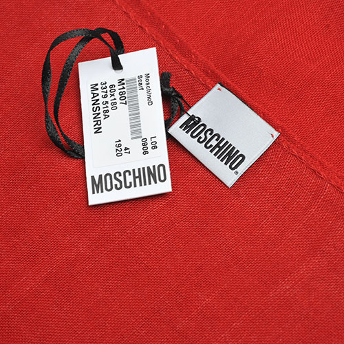 MOSCHINO品牌TOY小熊LOGO義大利製羊毛混蠶絲披肩/圍巾(紅)