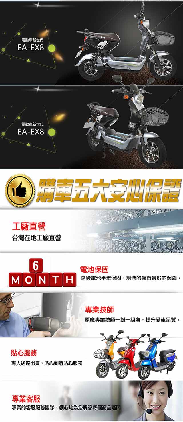 【e路通】EA-EX8 9好騎 新搶手 48V鉛酸 LED燈 電動自行車